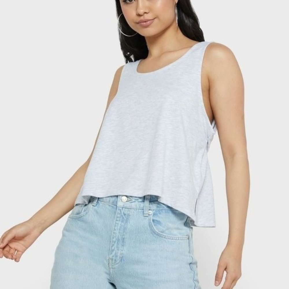 Topshop Heathered Grey Top size 12 Tank tie back crop Top